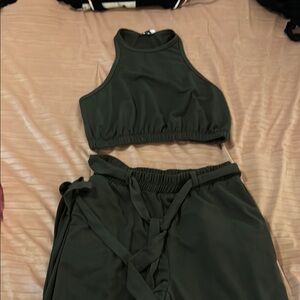 Fashion Nova Olive Green Two-Piece Set